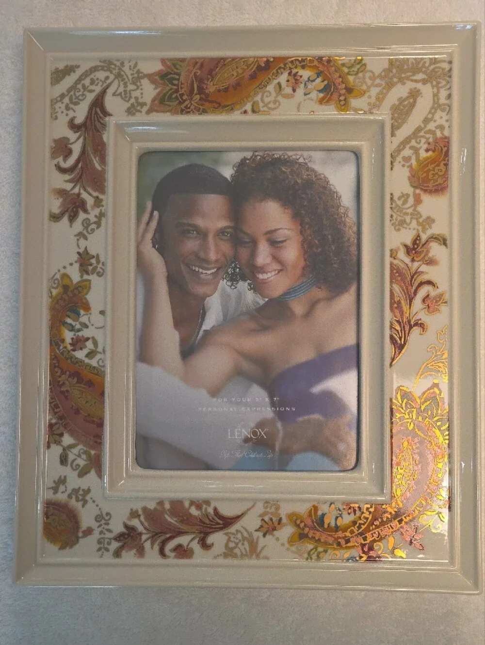 Lenox Burnished Amber Cream Frame with Gold and Purple Paisley Accents